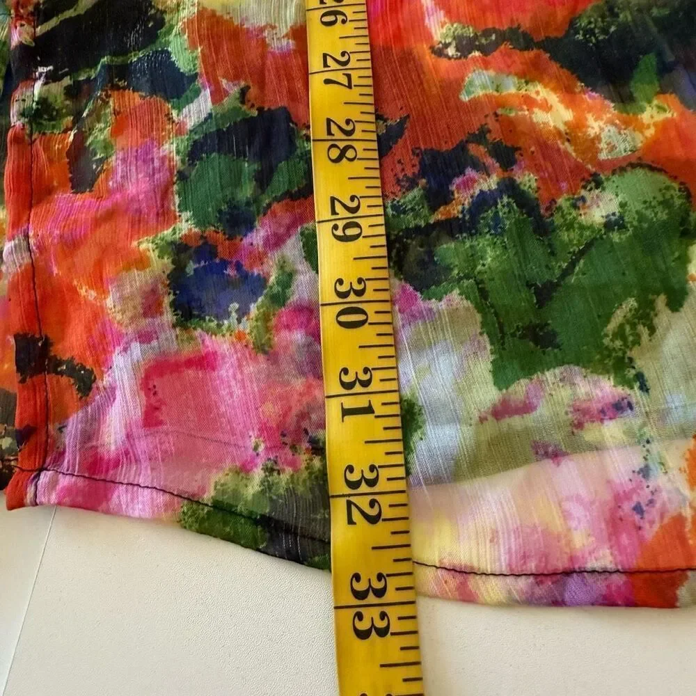 Yuka Beach YB Sheer Watercolor Floral Swimsuit Cover Up Sz L Beach, Swim, Vacay